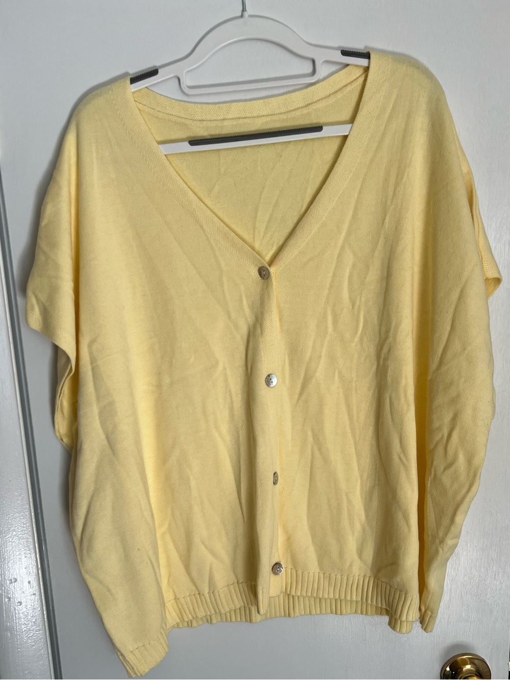 Light Yellow V-Neck Button Front Women's Sweater